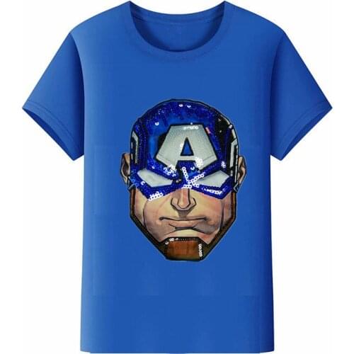 Disney summer cartoon print color sequined light LED boy spiderman t-shirt cotton short-sleeved top