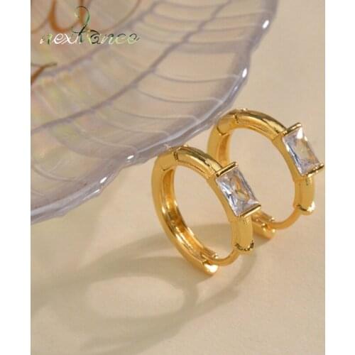 Nextvance Cute Elegant Earrings Zircon Hoop Silver Round Earrings For Women Girl Lover Jewelry Accessories Gift