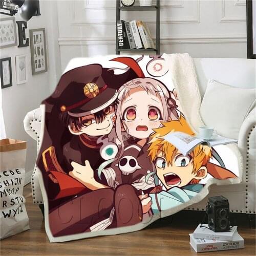 Fashion Blanket Japan Anime Toilet-Bound Hanako-kun Printed Adult Throw Blanket for Beds Travel Office Thick Double Layer Quilts