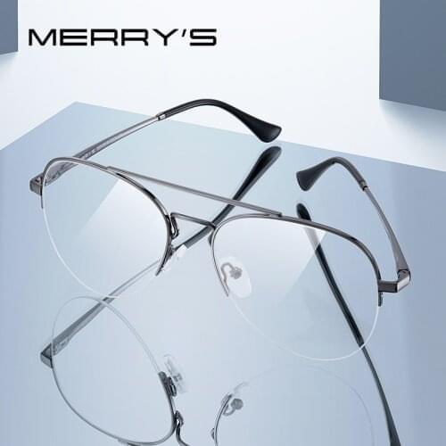 MERRYS DESIGN Men Classic Pilot Half Glasses Frame Women Fashion Myopia Prescription Glasses Frames Optical Eyewear S2412