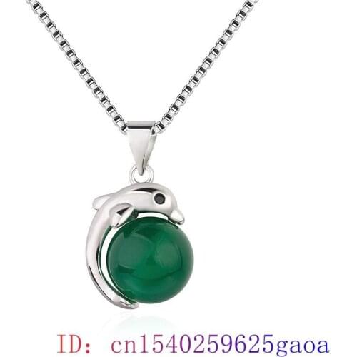 Jade Dolphin Pendant Jewelry 925 Silver Necklace Fashion Hetian Gifts Charm Natural Chalcedony Women Chinese Amulet
