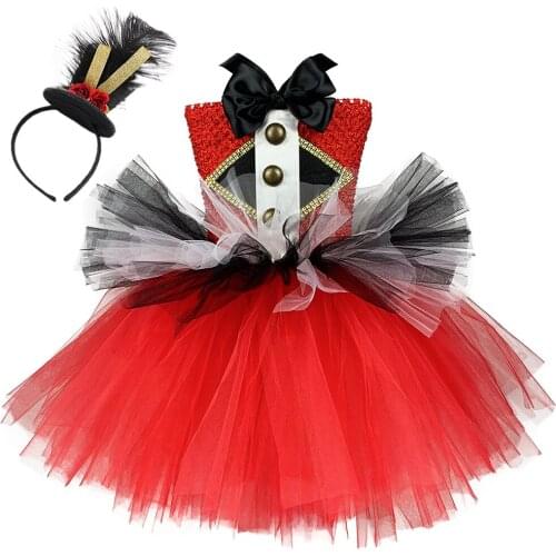 Fancy Circus Ringmaster Costume Toddler Girls Birthday Party Dress with Headband Halloween Christmas Nutcracker Kids Clothes