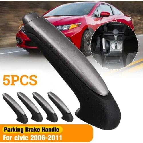 NEW-5PCS Car Handle Grip Covers Parking Hand Brake Handle Sleeve Protector Interior Accessories For Honda Civic 2006-2011