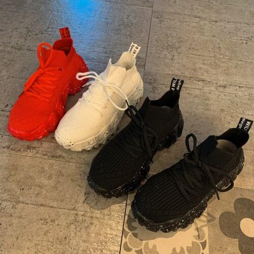 2021 spring and autumn new womens sports shoes trend all-match thick-soled lace-up mesh breathable casual shoes comfortable