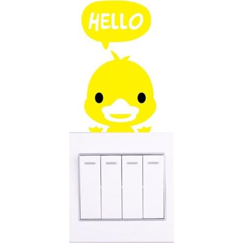 NEW 1Pc Yellow Duck Switch Sticker Wall Stickers Home Decor Home Decoration Wall Decals For Kids Room Decal Sticker Wholesale