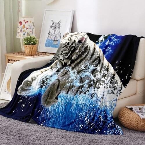 Cartoon Children Warm Bed Throw Blanket Newborn Bayby Blanket Tiger Lion Print Animals Plush Throw Blanket Sofa Flannel Blanket