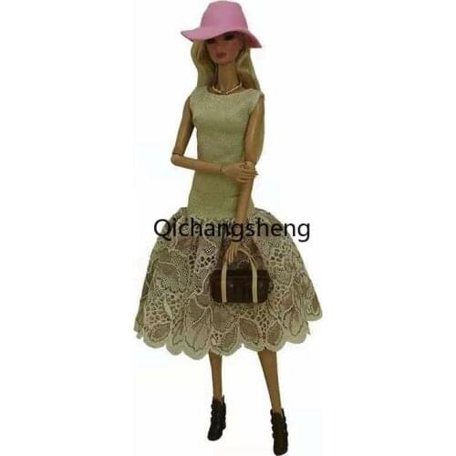 1/6 BJD Clothes for Barbie Doll Dress Hat Necklace Handbag Shoes Princess Outfit Party Gown for Barbie Accessories Kids Toy Gift
