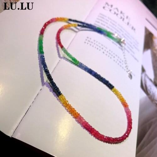 Ruby/Sapphire/Emerald Roundelle faceted 3-4mm chocker Necklace 40cm red/green wholesale for women xmas gift