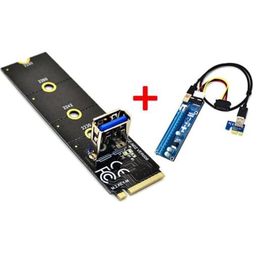NEW NGFF M.2 to PCI-E X16 Slot Transfer Card Mining Pcie Riser Card VGA Extension Cable Molex 4Pin 6Pin SATA for Miner Antminer