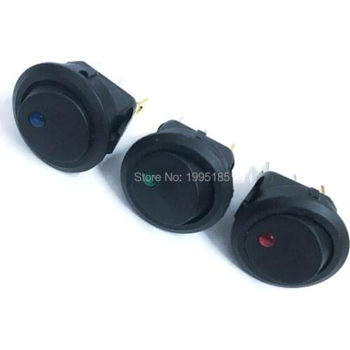 2PCS Red Blue Green SPST Switch LED Practical Dot Light Car Boat Round Rocker ON/OFF AC 6A/125V 3A/250V 3 Colors High Quality