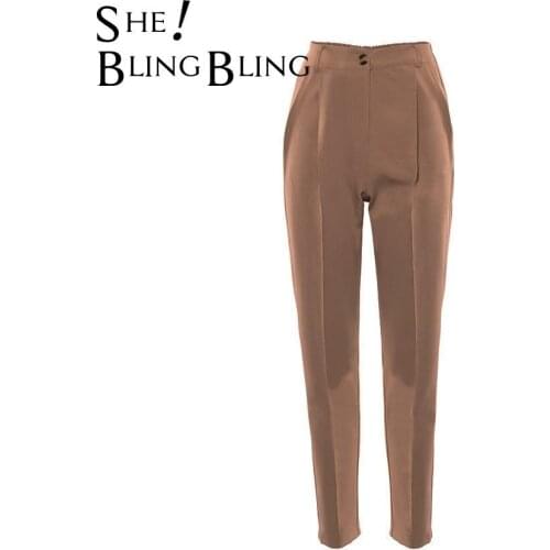 SheBlingBling Casual Pants Pure Elastic High Waist Women Straight Pants Pocket Women Fashion Pants Pantalon Female Trousers Set