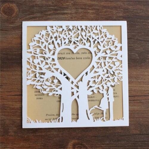 Valentines day gift card white laser cut love greeting card customized printing 50 pcs