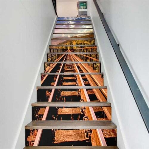 PVC wallpaper yamanaka rail way simple 13 pieces of DIY stair stickers, step stickers wall stickers