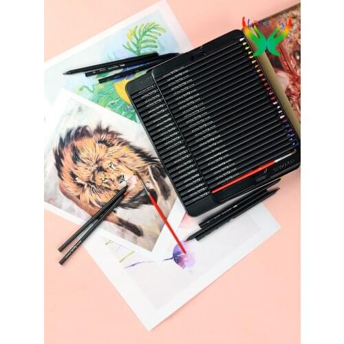 Marco 24/36/48 color water soluble professional hand drawn black wood color pencil beginner brush children water color lead