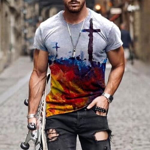 Cross Pattern Printing Add New Elements Street Style 3dt Shirt Good Value Mens And Womens Universal Size T-shirts