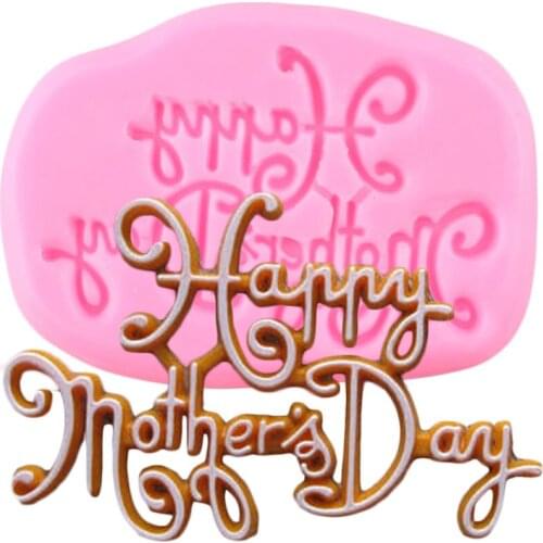 Happy Mothers Day Letter Silicone Mold Cupcake Topper Fondant Cake Decoration Tools Chocolate Baking Candy Clay Resin Moulds