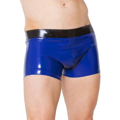 Blue with black latex Shorts Rubber Mens trousers Underwear
