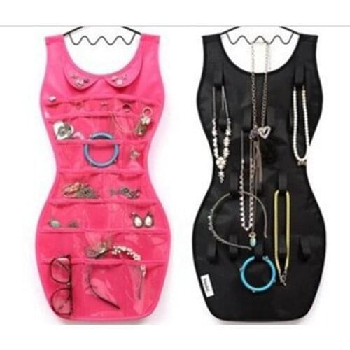 Jewelry Display Bag Black Non-woven Fabric Jewellery Organizer Necklace Bracelet Earring Double Sided Hanging Jewelry Collection