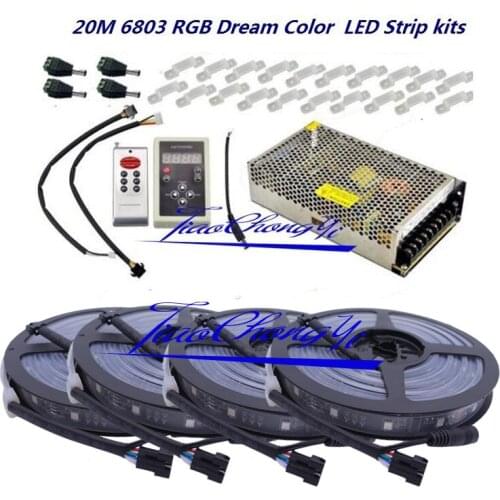 5050 RGB Dream Color 6803 LED Strip +IC 6803 RF Remote Controll +Power adapter 5m -30m kit white pcb and BLack PCB