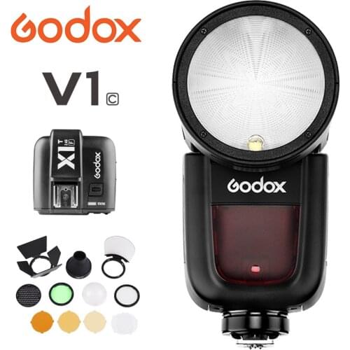 In stock!! Godox V1 V1C Speedlight Flash TTL Li-ion Round Head On-Camera Flash for Canon EOS Cameras with AKR1 X1T XPRO