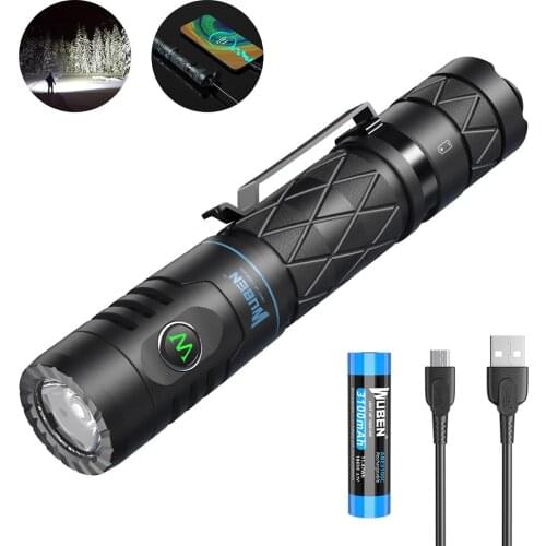 High-Power LED 1200 Lumens USB Rechargeable 3100mAh 18650 Lithium Ion Battery Mobile Power Self-Defense FIashlight