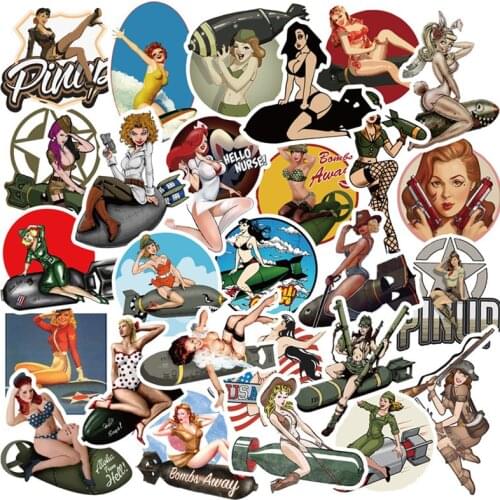 50pcs Europe And America Retro Girl Pin Up girl Sticker Decoration Stationery Sticker DIY Ablum Scrapbooking Kid Toy Sticker