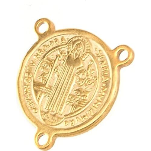 20pcs San Benito 3 loops Jesus father CSPB Saint Benedict of Nursia Exorcism tags stainless steel round Pendant for Necklace