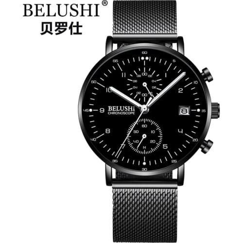 2020 New Model Fashion Luxury Business Men Watch Belushi Brand Quality Wristwatch Chronograph Waterproof Quartz Watch Male Clock