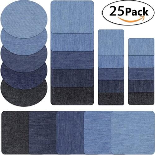 5Pieces Denim Cut Piece Rectangular Elliptical Back Patch Patch Cloth Cut Bag Elbow Trousers Knee Hole