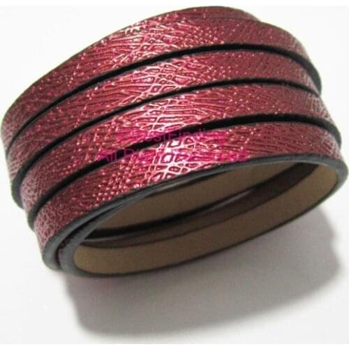 5x2mm Wine red intervein leather cord 5mm flat leather cord