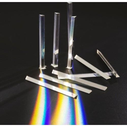 71mm Defective Long Optical Glass Right Angle Triangular Prism DIY Decoration Rainbow Surveying Light Experient Prisma for Photo