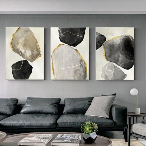 Abstract Minimalist Big Strange Stones Canvas Painting and Nordic Prints Modern Wall Art Pictures Living Room High Definition