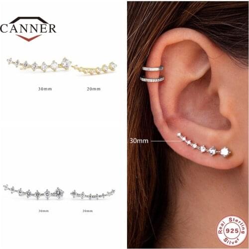 CANNER 925 Sterling Silver 7 Flashing Diamond Stud Earrings for Women Couples Gift Piercing Earring Jewelry Pendientes Brincos
