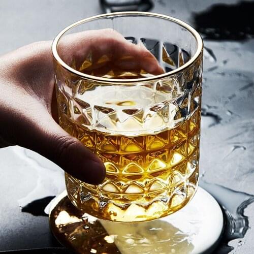 European style simple style gilt rim glass thick embossed glass home whiskey glass transparent foreign wine glass