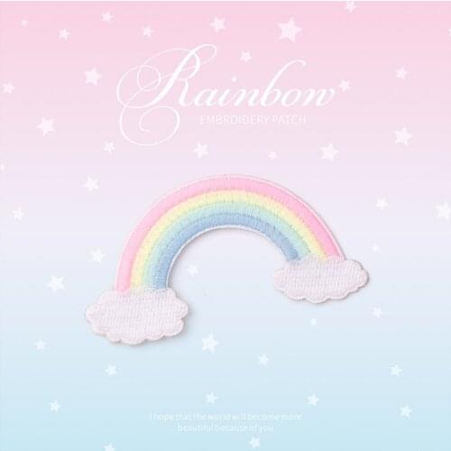 Computer embroidery rainbow hot patch clothes stick fashion diy decoration accessories back glue trumpet
