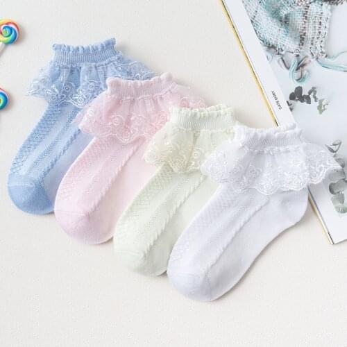 Summer Fashion Kids Socks Baby Girl Ruffle Sock Cute Baby Frilly Toddle Designer White Pink Lace Kid Cotton Socks For Girls