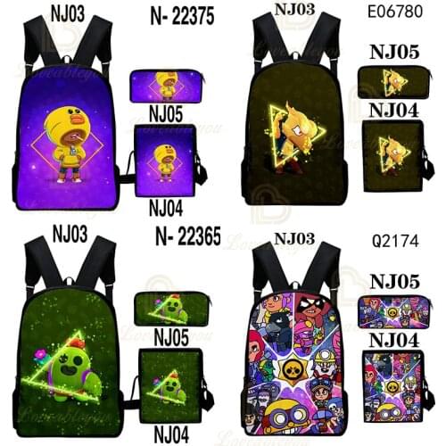Leon Shooting Game 3D Printed Backpack Set Kids School Bags Boys Girls Harajuku Cartoon Star Backpack Tops Teen Bags