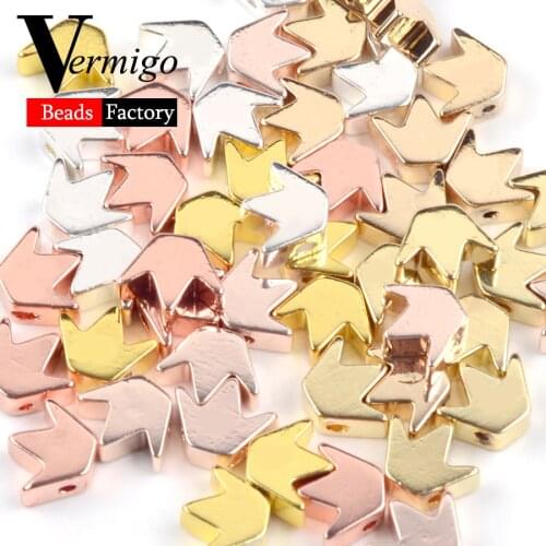 Natural Rose Gold Silver Plated Hematite Stone Crown Beads for Jewelry Making 8mm Charm Beads Diy Bracelet Necklace Accessories