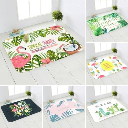 40x60cm Hawaii Party Non-slip Floor Mat Lets Flamingo Birthday Decor Festa Flamingo Decor Turtle Leaf Tropic Forest Theme Decor