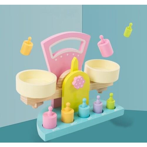 New Montessori Educational Toy Small Wooden New Balance Scale Toy With Weights For Kids baby Birthday Gifts