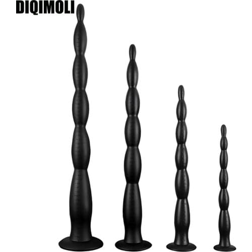 Super Long Liquid Silicone Anal Plug Dildos Stimulate Anus and Vagina Anal Sex Toys for Women and Men Soft Beaded Anal Dilator