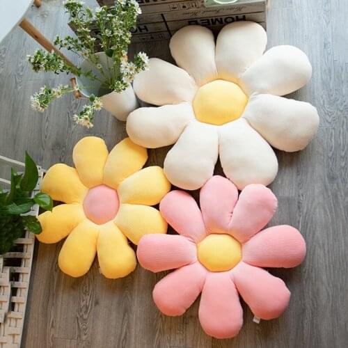 60cm Creativity Daisy Flower Plush Sofa Waist Back Cushion Pillow Super Soft Down Cotton Filling Home Office Sofa Car Pillows