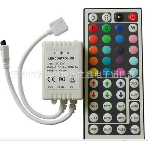 By dhl 200pcs RGB LED remote Controller 44 Key Dual Output Port Connectors DC12V Dimmer for 3528 5050 RGB led strip light