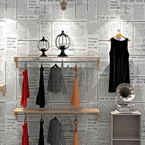 Retro Fashion Old Newspaper Wallpaper Clothing Store Cafe Restaurant 3D Stereo Non-Woven Wall Papers Papel De Parede 3D Paisagem