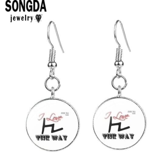 SONGDA Earrings Metaphysical Medicine Wheel Pattern Glass Cabochon Drop Earrings Lady Jewelry Handmade Pendant Two Color Trinket