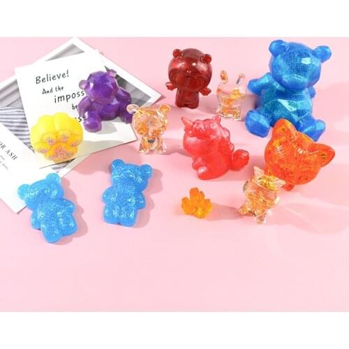 Phone Bracket Silicone Mold Geometric 3D Animals Bear Doll Epoxy Resin Mould Home Ornaments Phone Holder Making