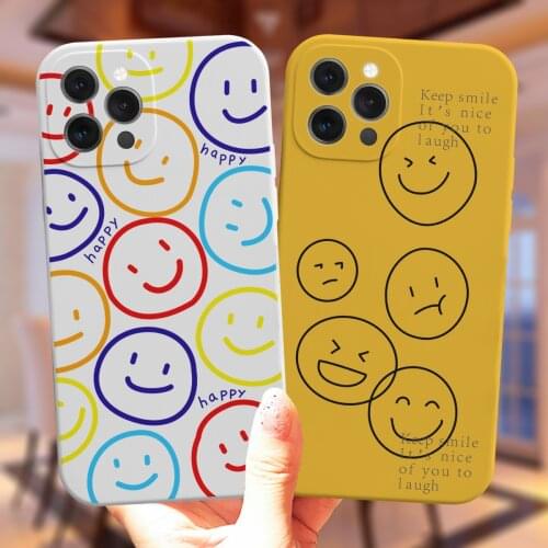 Funny Colorful Smile Face Silicone Phone Case For iPhone 11 12 Pro XS MAX X XR 7 8 Plus 12Mini Cute Candy Matte Soft Cover