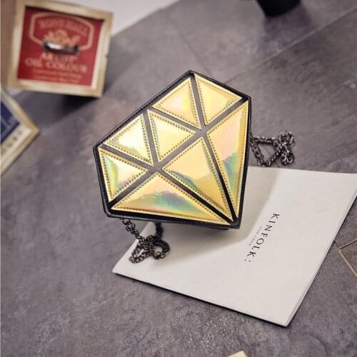 Super Quality Women Bags 3D Diamond Shape Shoulder Chain Lady Girl Messenger Small Crossbody Satchel Evening zipper hangbags