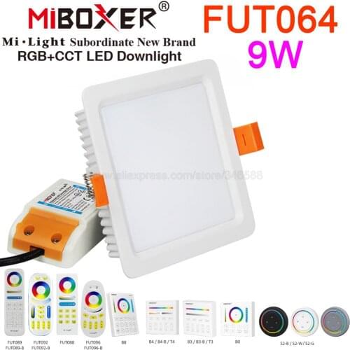 Mi.Light FUT064 9W RGB+CCT Square LED Downlight AC110V 220V LED Ceiling Spotlight 2.4G Wireless Control WiFi APP Voice Control