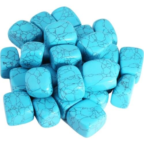 TUMBEELLUWA 1lb (460g) Blue Howlite Stone Tumbled Polished Stones for Wicca Reiki Energy Healing Crystal